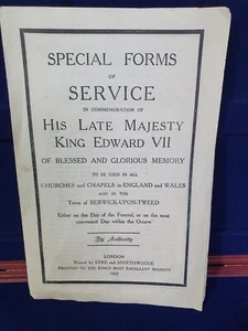 Special Forms of Service in Commemoration of His Late Majesty King Edward VII - Picture 1 of 8