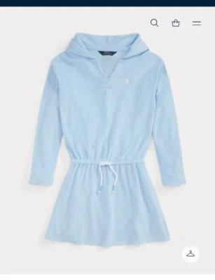 Ralph Lauren Encubrimiento de Terry con Capucha - Niñas Talla L 12-14 - Paño de Terry Azul Claro Foto 1 de 4