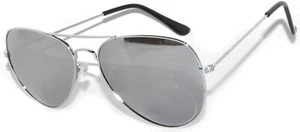 SONNENBRILLE SILBERNE VERSPIEGELTE GLÄSER LUFTFAHRTSTIL SILBERFARBENES METALLGESTELL UV400-SCHUTZ - Bild 1 von 9