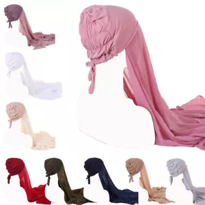 Instant Women Cap Long Scarf Shawl Hijab Hat Headwrap Turban Islamic Headscarf - Picture 1 of 44