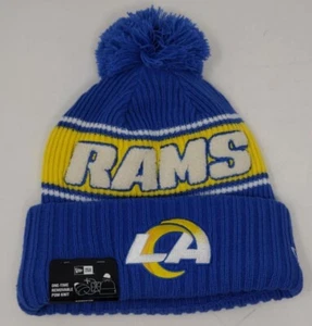 2024 NFL On Field Los Angeles LA Rams New Era Knit Beanie Hat Pom Pom Official - Picture 1 of 5