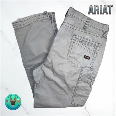 ARIAT FR M4 Low Rise Boot Cut Flame Resistant Work Pants Mens 44x36 Gray Cargo - Image 1 of 4