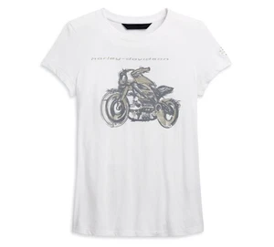 Ladies Harley-Davidson White LiveWire Motorcycle Graphic Tee T-Shirt Large Biker - Picture 1 of 10