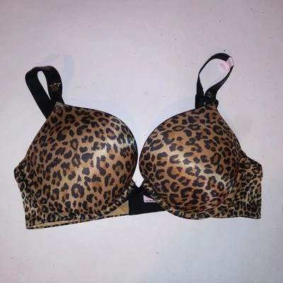 Sutiã Victoria Secret 36C Muito Sexy Bombshell Preto Bronzeado Brilho Alça Leopardo Novo - Imagem 1 de 4