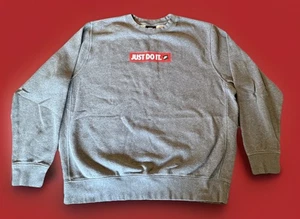 NIKE gray JUST DO IT cotton blend Sweatshirt men's Large - Picture 1 of 8