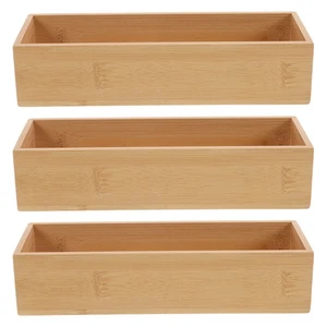  3 Pcs Kitchen Utensil Organizer for Drawers Bamboo Silverware Tray - Picture 1 of 12