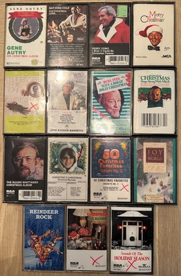 21 Christmas Cassette LOT - Nat King Cole - Bing Crosby - Burl Ives - Elvis - Image 1 of 4