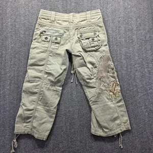 Miss Me Hose Damen klein grün Cargo Capri bestickt Pferd Western Boho - Bild 1 von 12