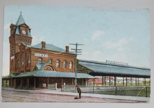 Sweeping Erie Railroad Depot / Train Station Rochester New York c1908 Postcard - Picture 1 of 2