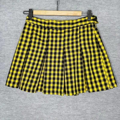 Minifalda H&M Amarilla Negra a Cuadros Talla 6 Falda Destintada Colegiala Micro Plisada Foto 1 de 4