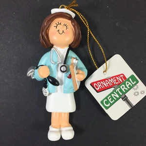 NEW Ornament Central female Nurse brunette tag gift hospital medical B - Picture 1 of 5