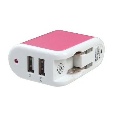 2.1Amp Strong Dual USB Wall Home Travel Charger Accessory Pink for Cell Phones - Image 1 of 4