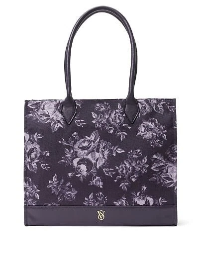 VICTORIA'S SECRET Floral Book Weekender Logo Tote beach gym Travel Bag Purple - Image 1 of 1
