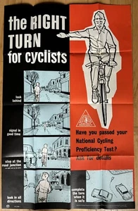 PÓSTER DE CICLISMO VINTAGE 'EL GIRO DERECHO PARA CICLISTAS' ROSPA SAFETY Arte - Imagen 1 de 5