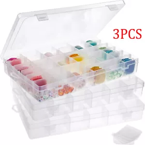 3Pack Jewelry Organizer Box Clear Plastic Storage for Crafts(36Compartments) - Picture 1 of 5