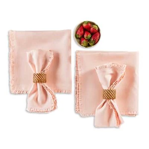Solino Home 100% Pure Linen Dinner Napkins 20 x 20" Set of 4 - Juliette Ruffle - Picture 1 of 39