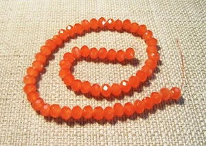 Beautiful 15" Strand of 8mm x 6mm Rondelle Orange Crystal Beads Lot# B10 - Picture 1 of 1
