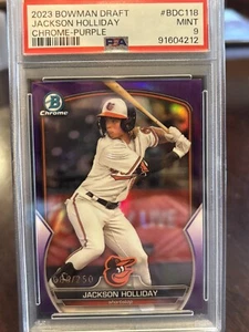 2023 Bowman Draft Jackson Holliday Purple /250 BDC118 PSA 9 MINT - Picture 1 of 2