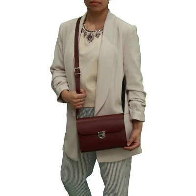 Handmade London Oxblood Leather Satchel Cross Body Clasp Closure Ladies Handbag - Image 1 of 4