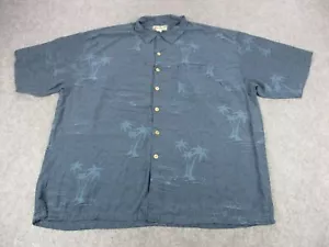 Big Dogs Shirt Mens 3XL XXXL Blue Hawaiian Palm Trees Inlay Silk Resort Camp ' - Picture 1 of 15