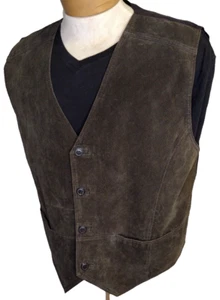 Basic EditionsMens Large Green tuxedo Vest Suede Leather Western cosplay hobbit - Picture 1 of 12
