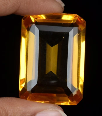 Large Yellow Citrine 79.3ct Emerald Faceted Cut Loose Gemstone Gift for Birthday - Image 1 of 4