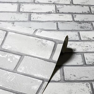 Papel tapiz de ladrillo metálico Arthouse realista 3d rústico blanco plata 692201 - Imagen 1 de 3