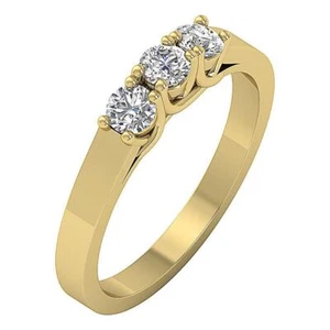 Three Stone Anniversary Ring VS1 F 0.60 Carat Lab Grown Diamond 14K Yellow Gold - Picture 1 of 8