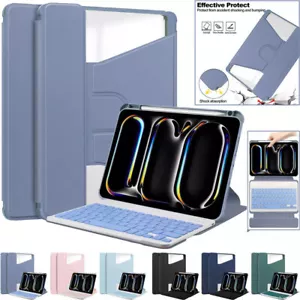 For iPad Air 13" 11" iPad Pro 13" 11" Keyboard Rotating Leather Stand Case Cover - Picture 1 of 20
