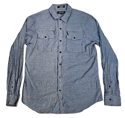Eighty Eight Platinum Shirt Mens Medium Button Up Long Sleeve Pockets Blue - Image 1 of 4