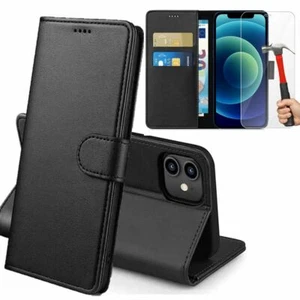 Coque Portefeuille Rabat pour iPhone 14 13 Pro Max 12 11+Verre Trempé Protection - Photo 1/9