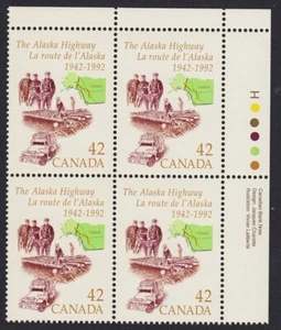 ALASKA HIGHWAY ROAD, MAP = Canada 1992 #1413 MNH UR Block of 4 - Picture 1 of 1