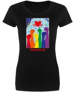 Strength Tarot Card Ladies Black T-Shirt, Rainbow, Pride Collection Deadly Tarot - Picture 1 of 4