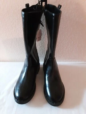 Botas negras para niños Wonder Nation con detalles plateados con tachuelas y cremallera talla 4 BN Foto 1 de 4