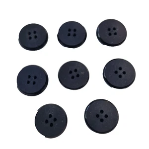 8 Black Buttons 17mm 4 Hole Round Flat - Sewing Art Craft Crafting Repairs - Picture 1 of 4