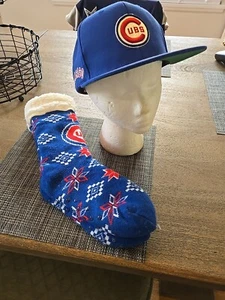 Chicago Cubs New Mitchell & Ness Blue Snapback W Holiday Socks See Pics & Desc - Picture 1 of 24