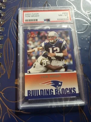 2002 fleer # 256 tom brady psa 8 building blocks. - Image 1 of 4