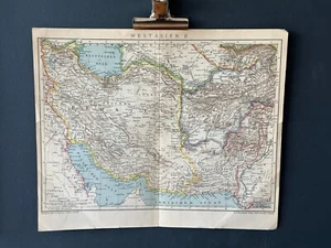 Mapa de Asia Raro Antiguo Brockhaus Mapa Impresión de 1900 ENVÍO GRATUITO - Imagen 1 de 2