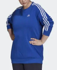 adidas L107207 Womens Blue Plus Size Essentials 3-Stripes Sweatshirt Size 1X