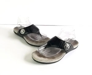 Sandalias de Tanga ALEGRIA Molly Cuero Napa Negro Talla 39 9 9.5 Sin Cordones Planas - Imagen 1 de 16