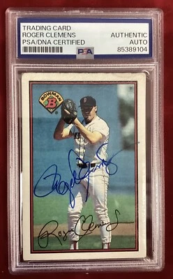 Roger Clemens Signed 1989 Bowman #26 Baseball Card Red Sox Autograph PSA/DNA - Image 1 of 3