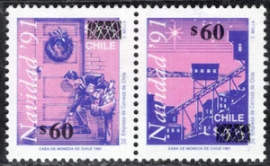 CHILE 1991 STAMP SOFICH # 1558/9 MNH CHRISTMAS - Picture 1 of 1