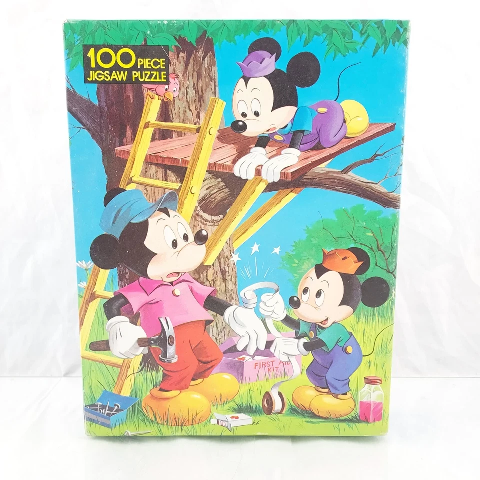 Quebra-cabeça vintage Whitman Mickey Mouse 4605 casa na árvore 100 peças Walt Disney 14 x 18 - Imagem 1 de 1