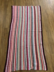 Handmade Blanket Multicoloured Crochet Granny Camping Baby Rectangle 27” X 53” - Picture 1 of 9