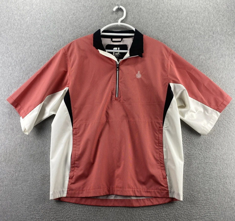 FootJoy XL Pulôver HydroLite DryJoys Vermelho Branco Meio Zíper Jaqueta de Chuva de Golfe Poli - Imagem 1 de 4