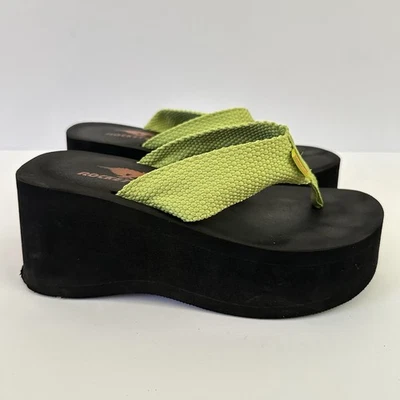 Sandalias de plataforma Rocket Dog CRUSH verde lima negro cuña Y2K gruesas talla 9 Foto 1 de 4