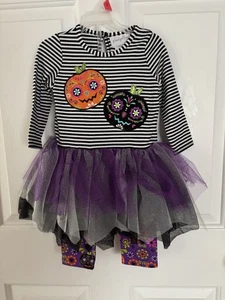 Emily Rose Nuevo con Etiquetas Talla 2T Disfraz de Halloween Vestido de Calabaza Leggings Día de Muertos Nuevo con Etiquetas - Imagen 1 de 6