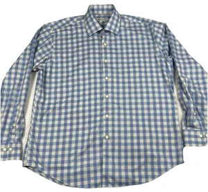 Peter Millar Shirt Men's X-Larg Blue White Check Plaid Cotton Button Down Career - Picture 1 of 15
