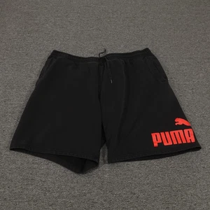 Puma Shorts Mens 3XL Black Red Logo Fleece Athletic Lounge Sweatshorts - Picture 1 of 10