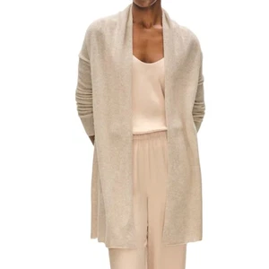Cárdigan para mujer blanco + Warren Trapeze 100 % cachemir XS frente abierto beige suave - Imagen 1 de 7